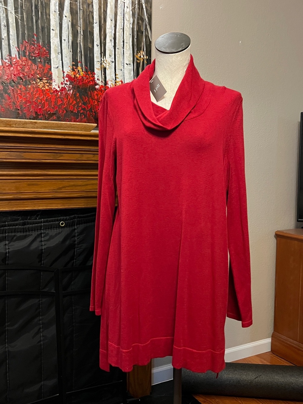 J. Jill Crimson Cowl Neck Sweater Tunic
